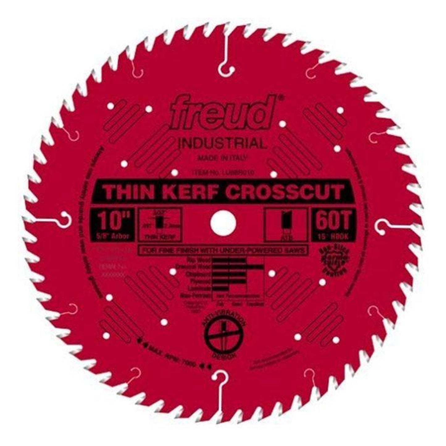 LU88R010 Industrial Thin Kerf Fine Finishing Blade 10" x 5/8" Bore x 60 Tooth ATB Thin Kerf alt 0