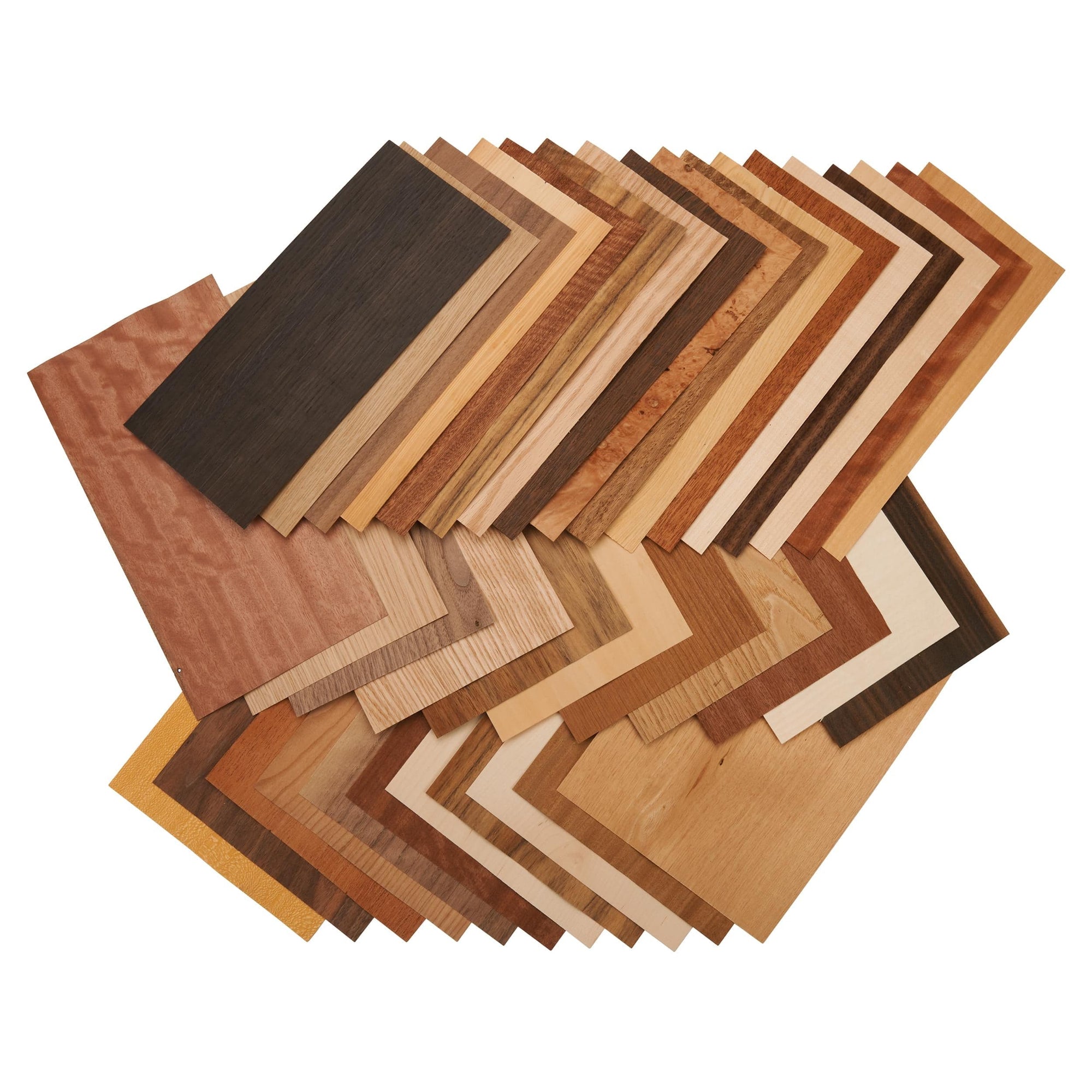 Domestic and Exotic Wood Veneer Pack - 5-1/2" to 7-1/2" Width - Mixed Variety - 20 Square Feet alt 0