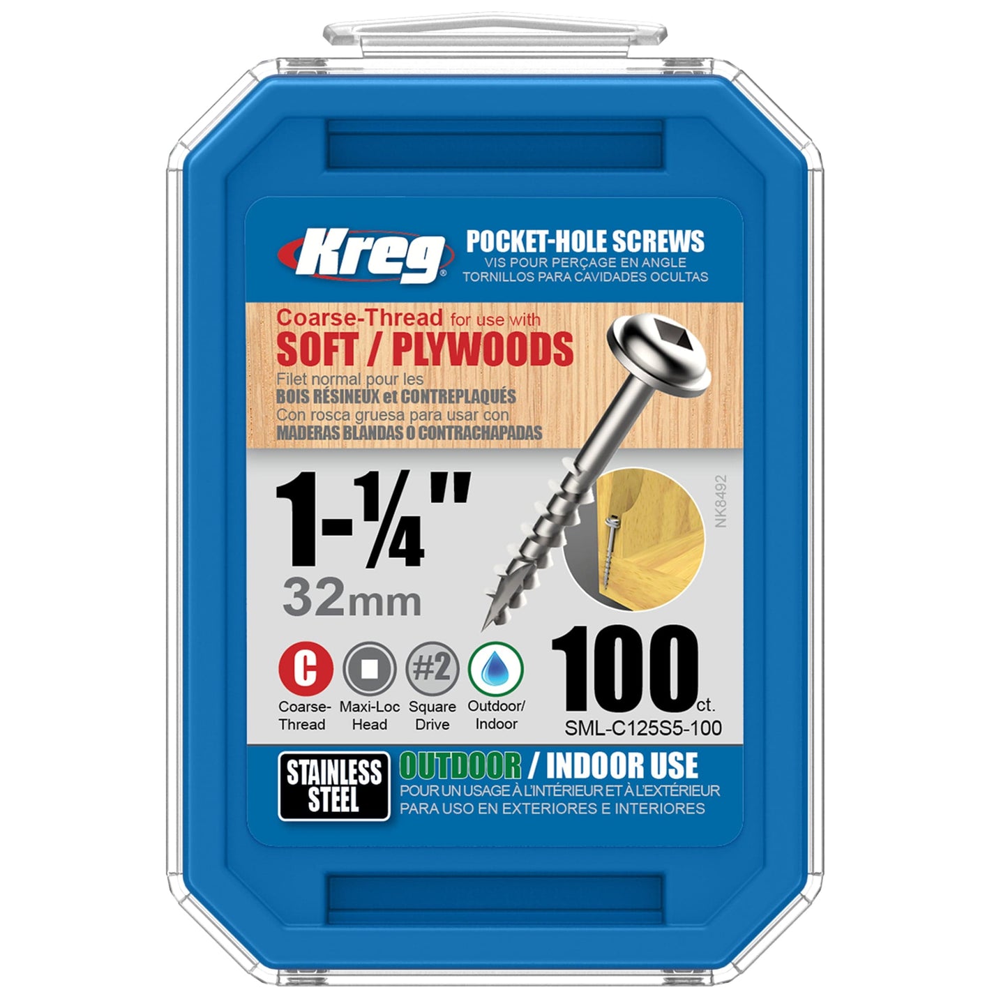 8 x 1-1/4 Crs WH SS Screw 100 alt 2