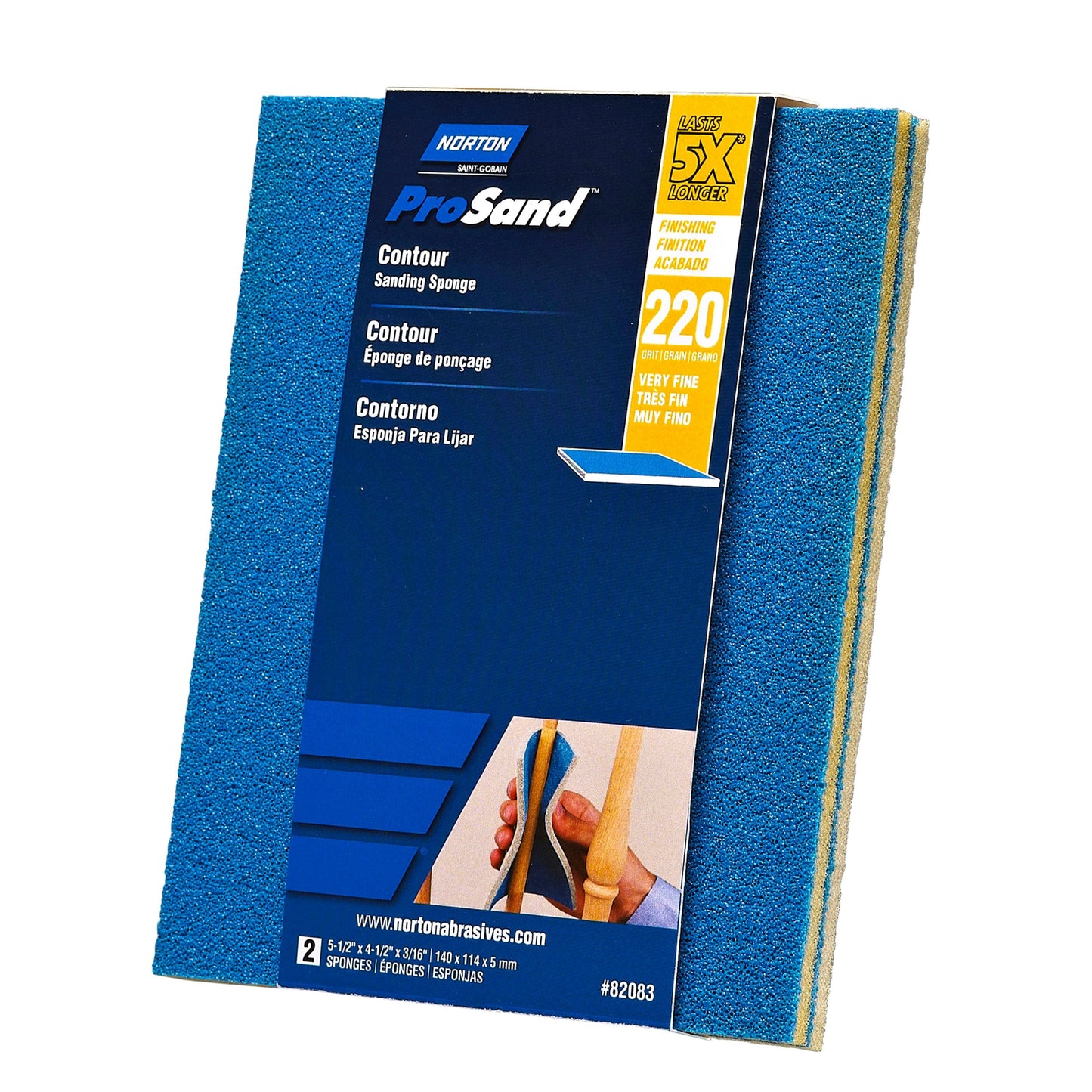 Norton ProSand 5X Contour Sanding Sponge 220G 2pack alt 0