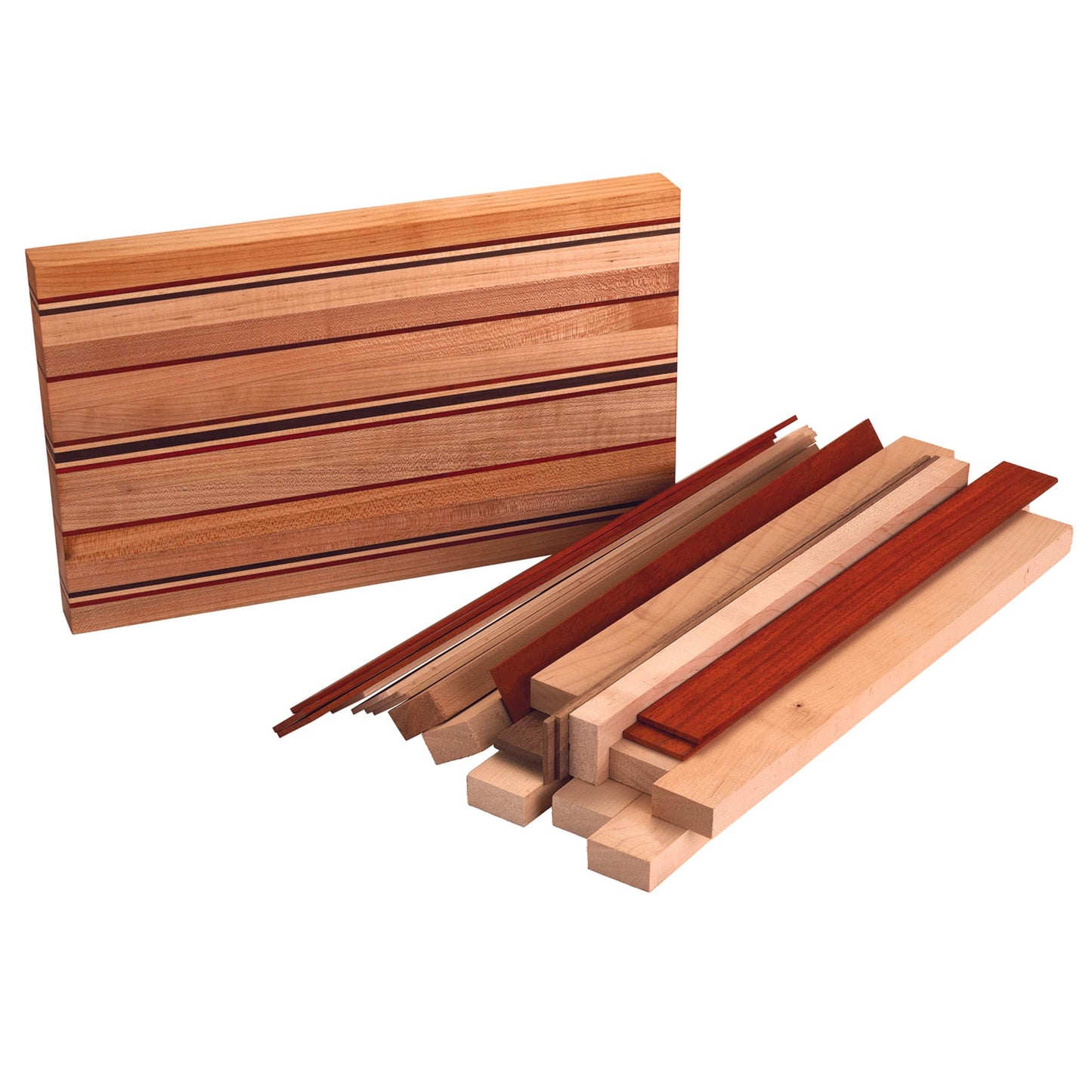 Smoke House Cutting Board Kit - 1-1/2" x 9-1/4" x 16" - Maple, Padauk & Walnut alt 0