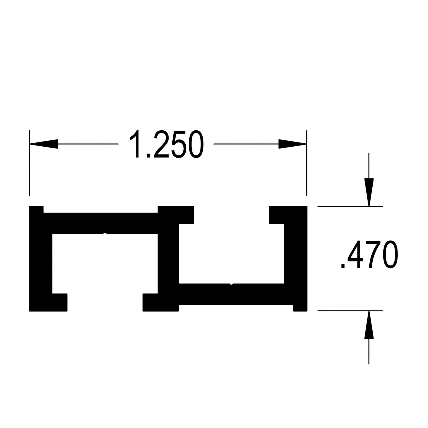 Back-to-Back 1/4" T-Track - 24" Length alt 0