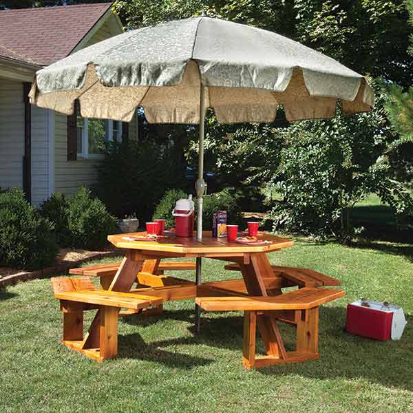 acrylic lazy susan for patio table with umbrella Woodcraft Magazine Octagonal Picnic Table w/Lazy Susan