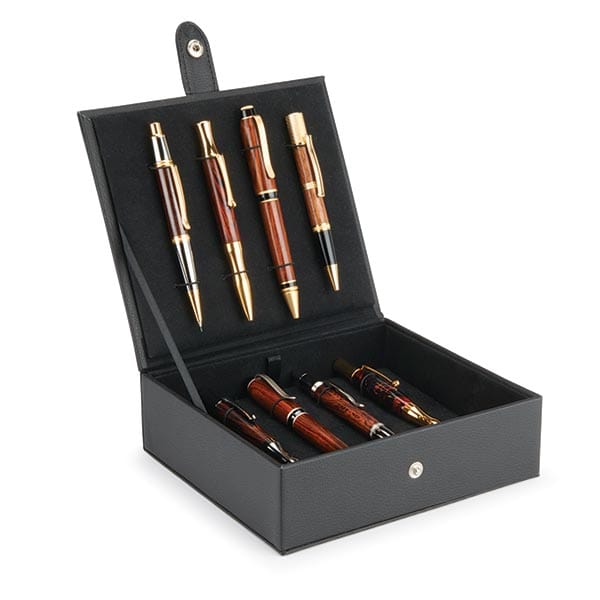 Faux Leather Pen and Pencil Display Case - Black alt 0