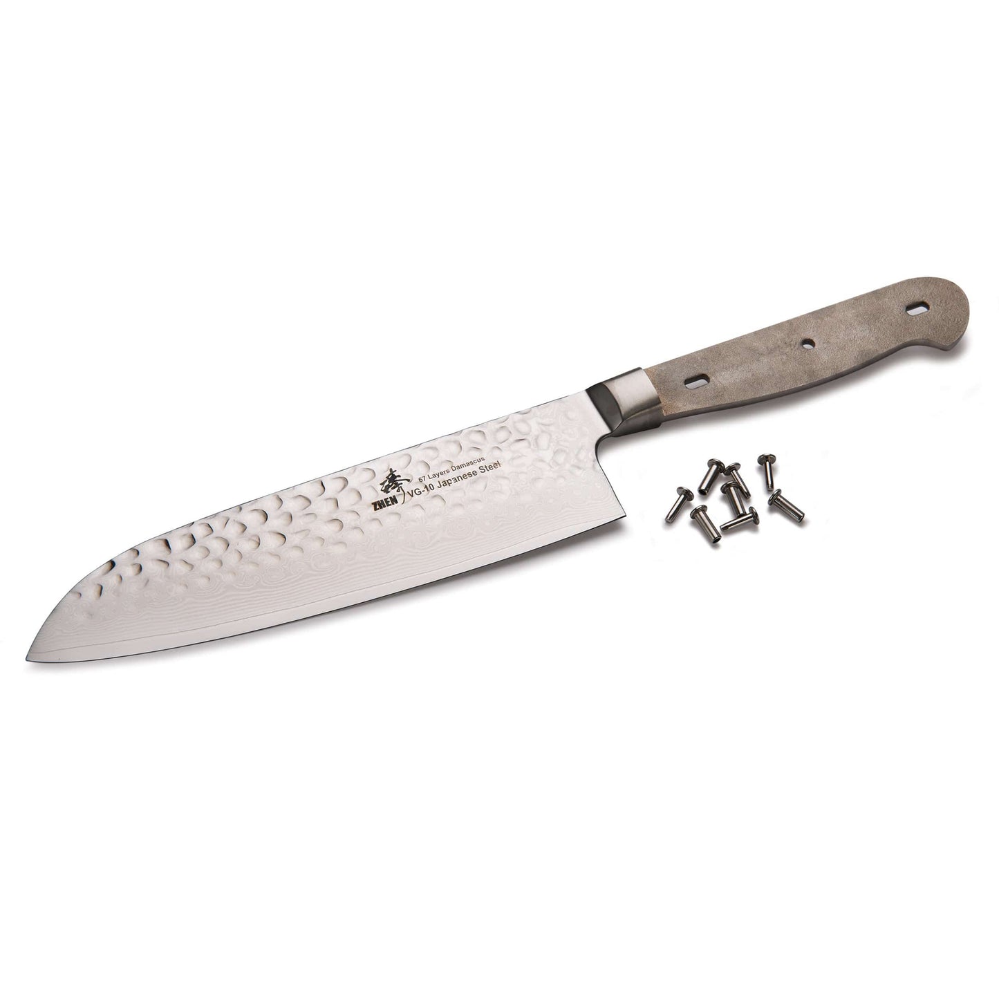 Santoku Knife for Mincing Slicing and Dicing Vegetables - 11-3/4" - Damascus - Unfinished Kit alt 0