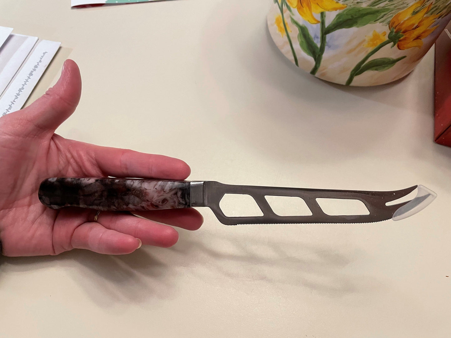 Cheese Knife with Fork Tip for Slicing and Serving - 9-1/4" - 440C SS - Unfinished Kit alt 0