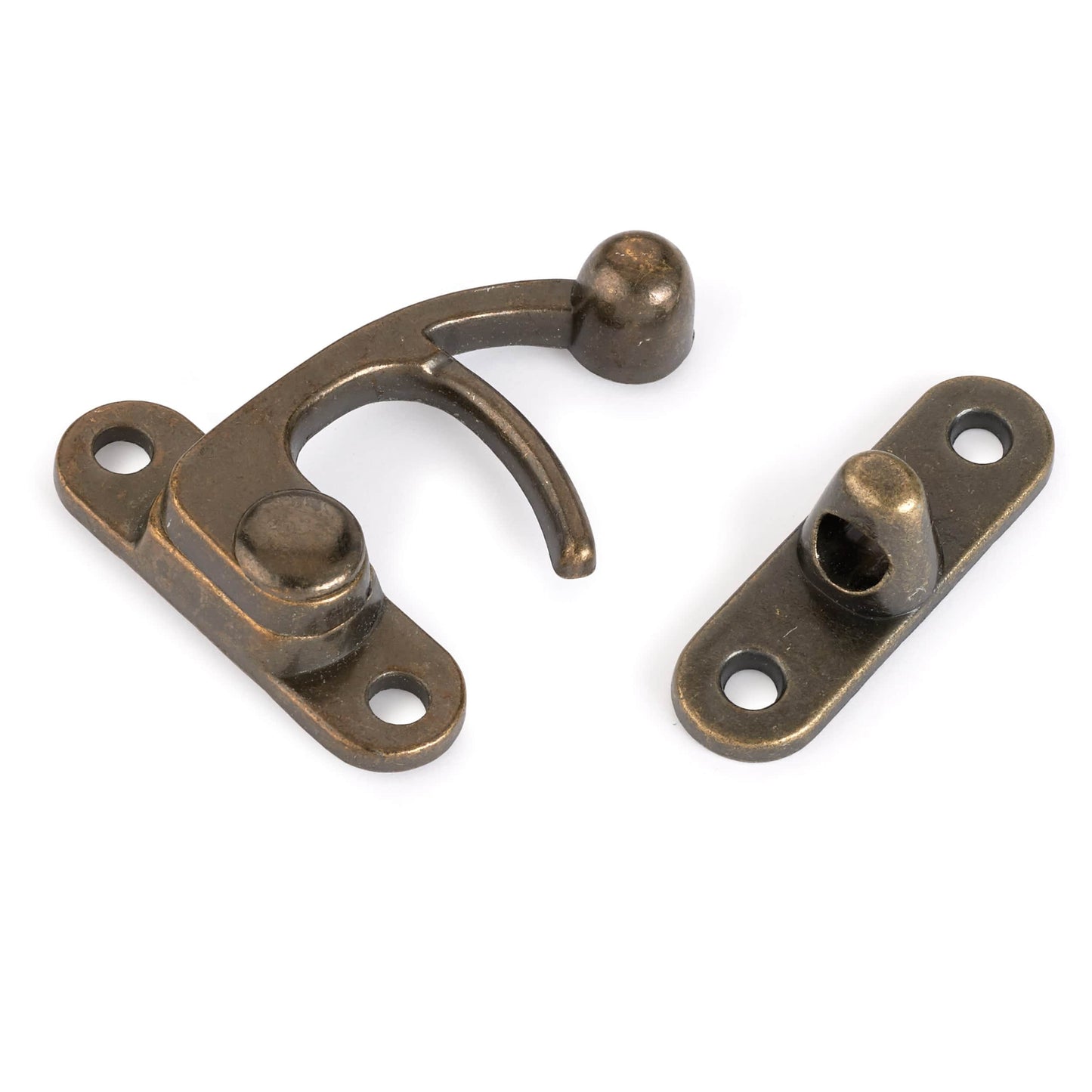 Hook Latch with Screws - Large - Antique Brass alt 0