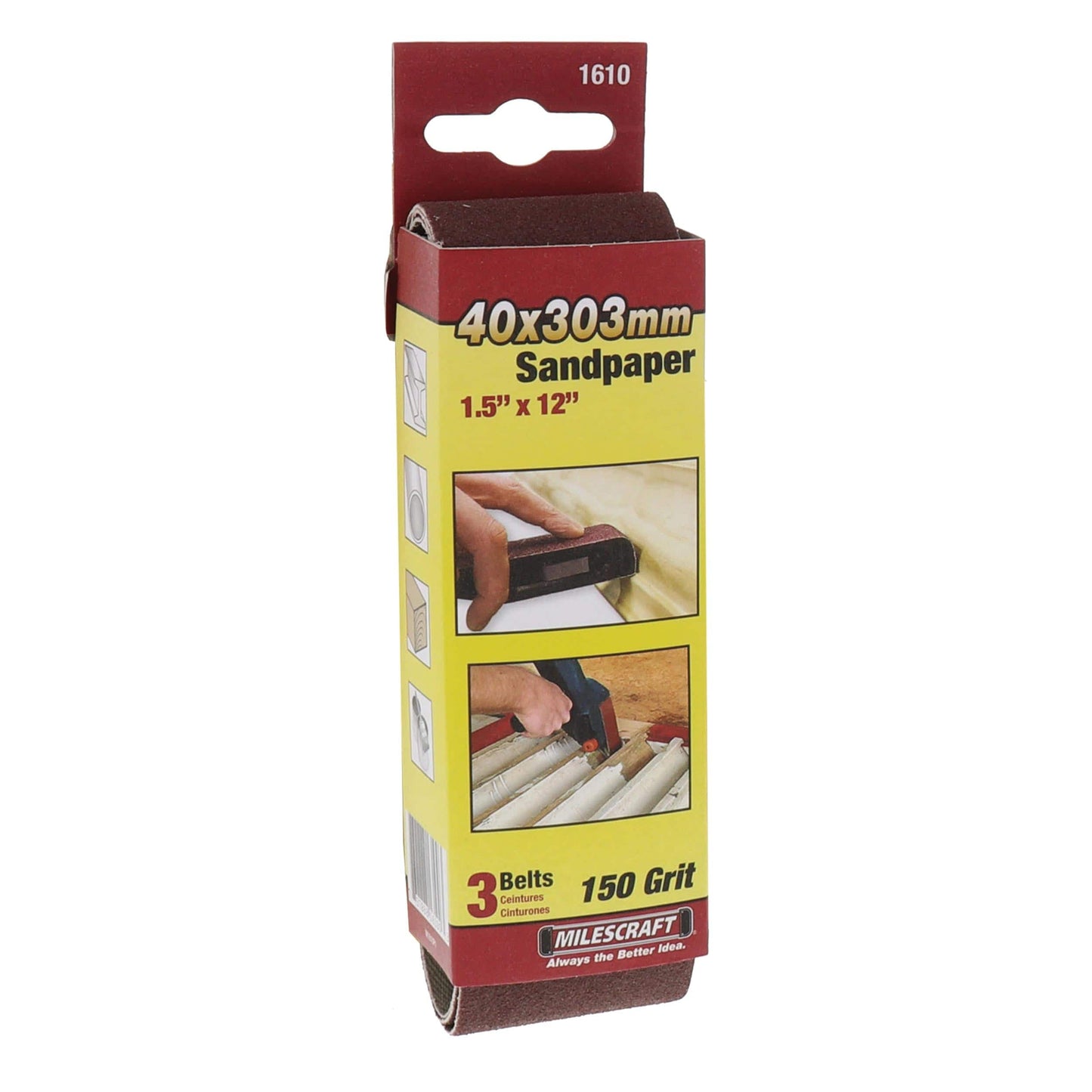 SandDevil Sanding Belts - 1-1/2" x 12" - 150 Grit - 3 Pack