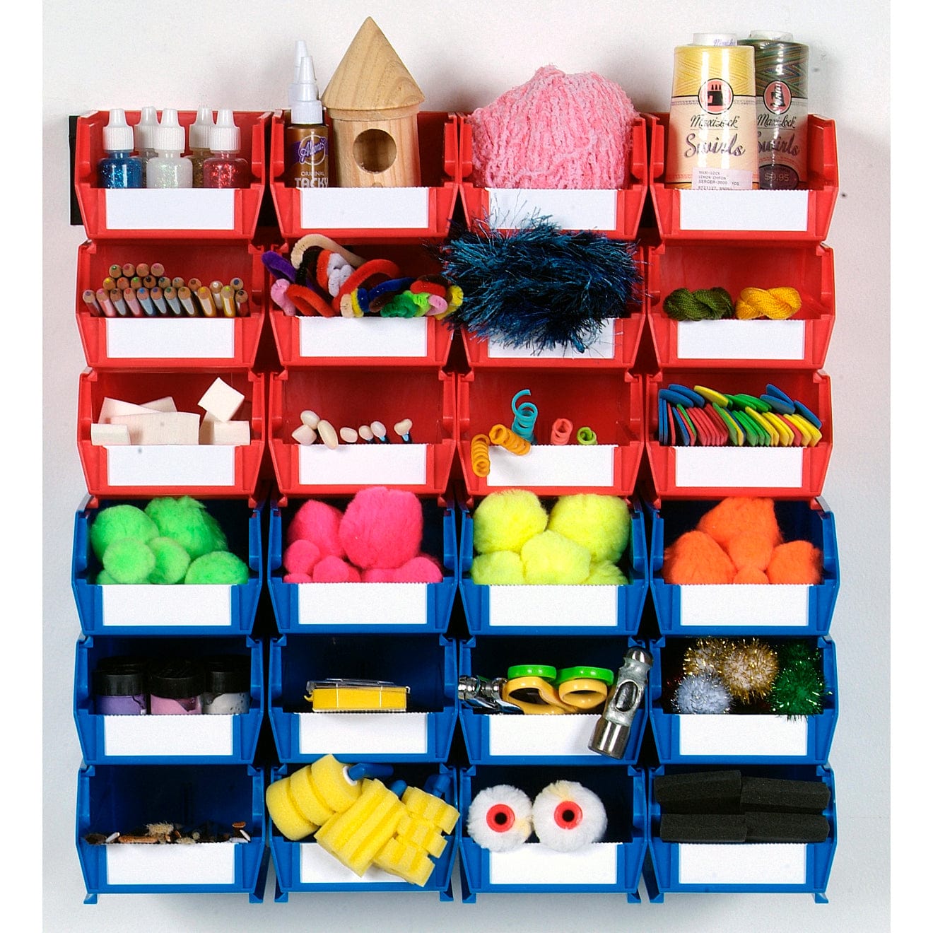 26pc. Wall Storage Unit - Red & Blue alt 0