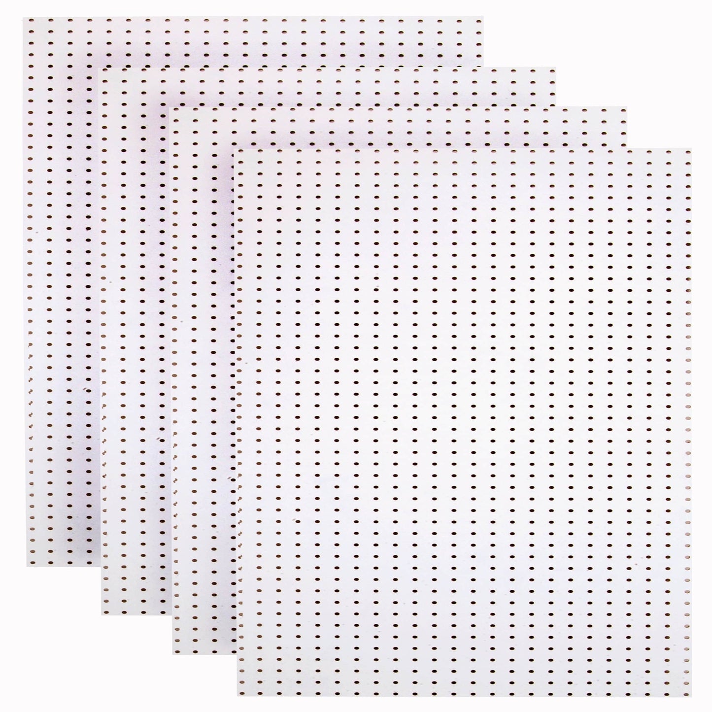 (4) 24 In. W x 48 In. H x 1/4 In. D Custom Painted Blissful White Heavy Duty Tempered Round Hole Pegboards alt 0