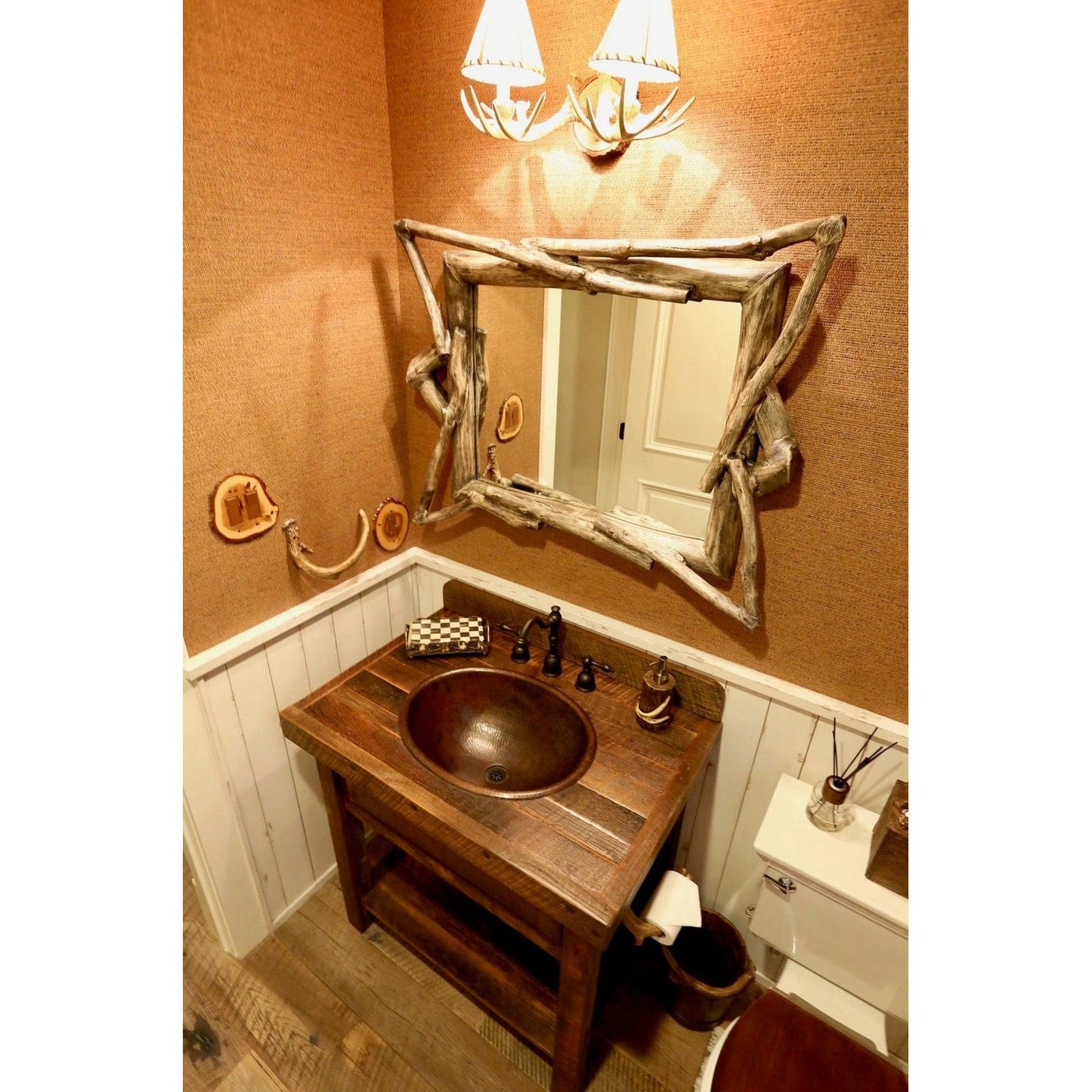 Master Bath Oval Self Rimming Hammered Copper Bathroom Sink alt 0