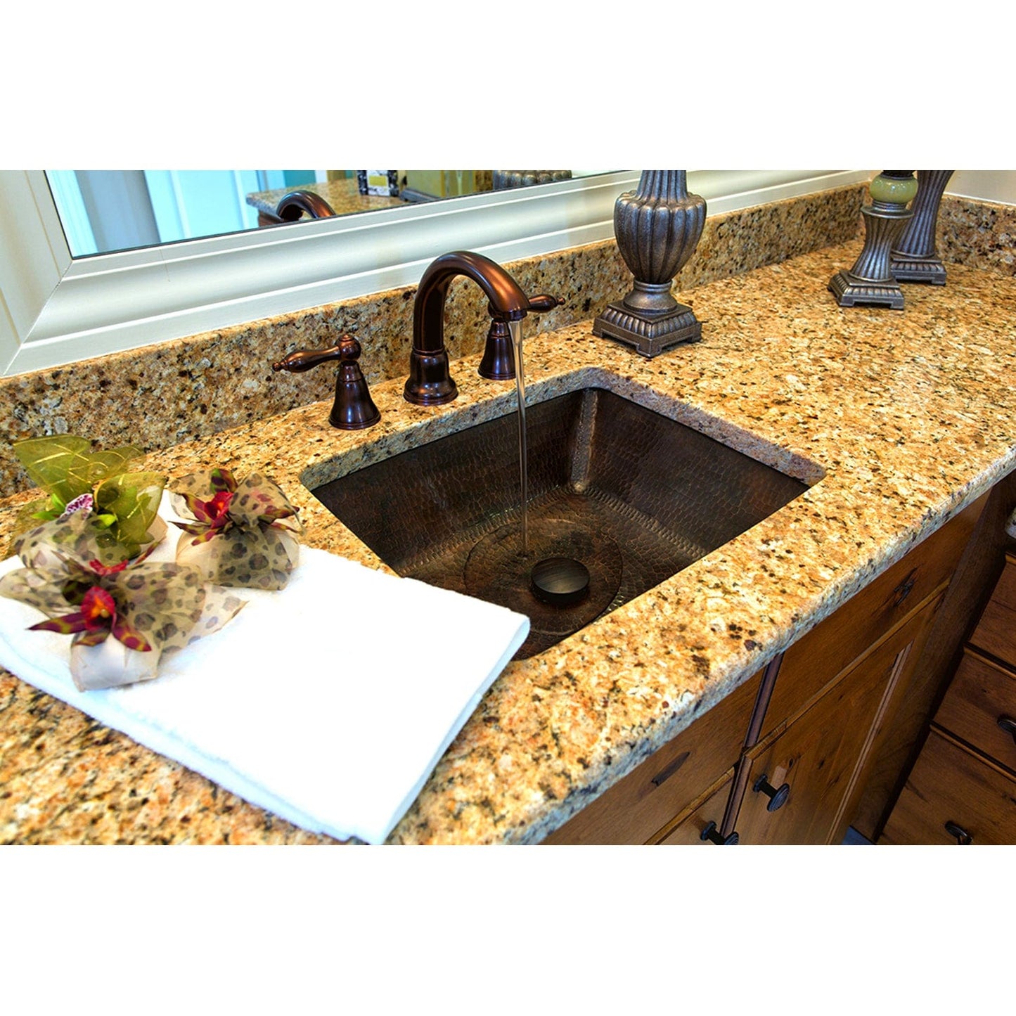 Rectangle Under Counter Hammered Copper Bathroom Sink alt 0