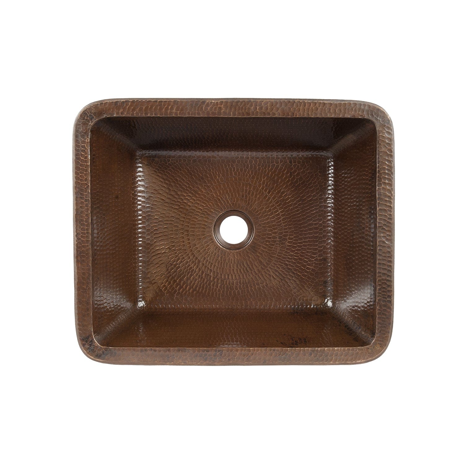 17" Rectangle Skirted Vessel Hammered Copper Sink alt 0