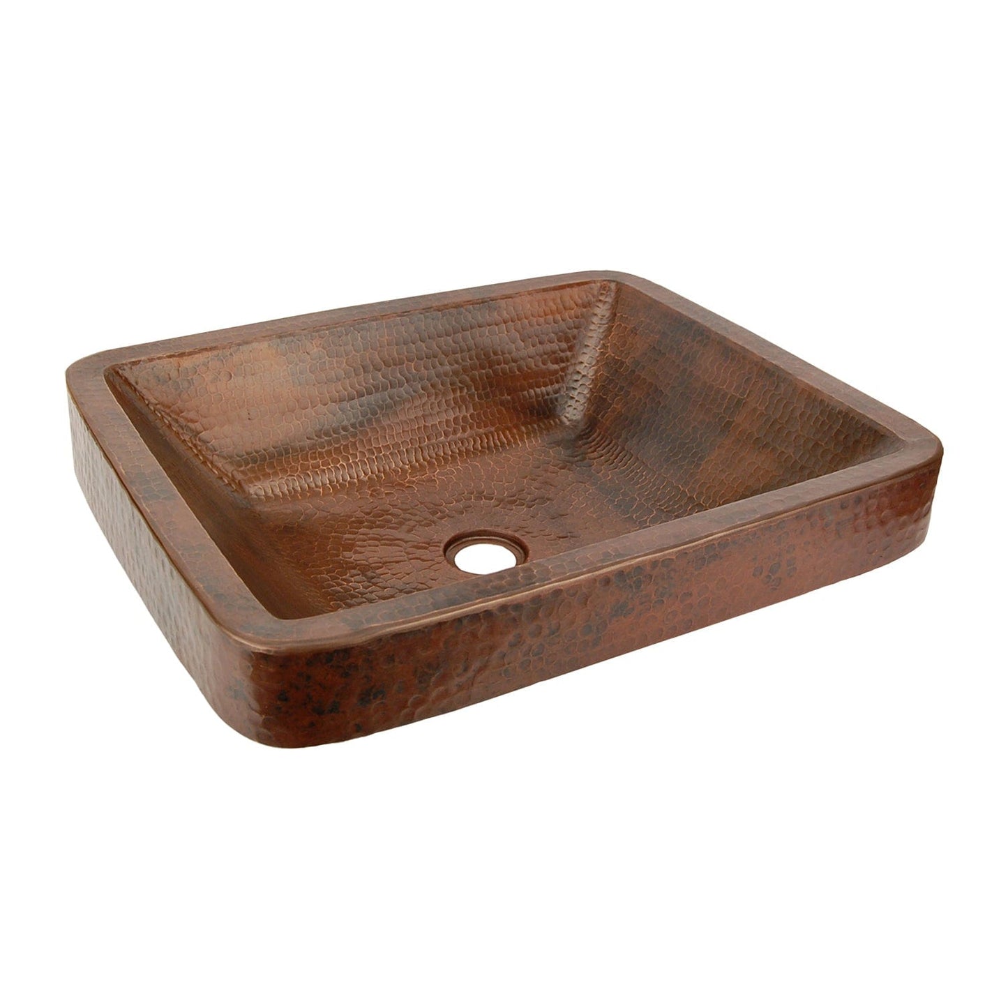 19" Rectangle Skirted Vessel Hammered Copper Sink alt 0