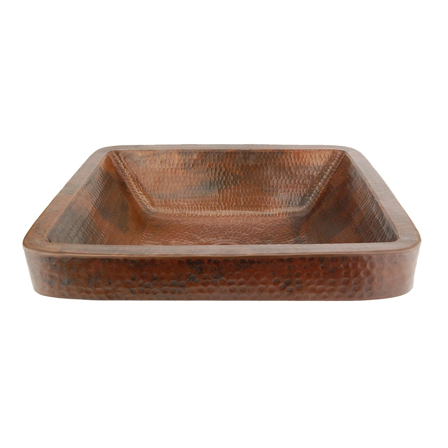 19" Rectangle Skirted Vessel Hammered Copper Sink alt 0
