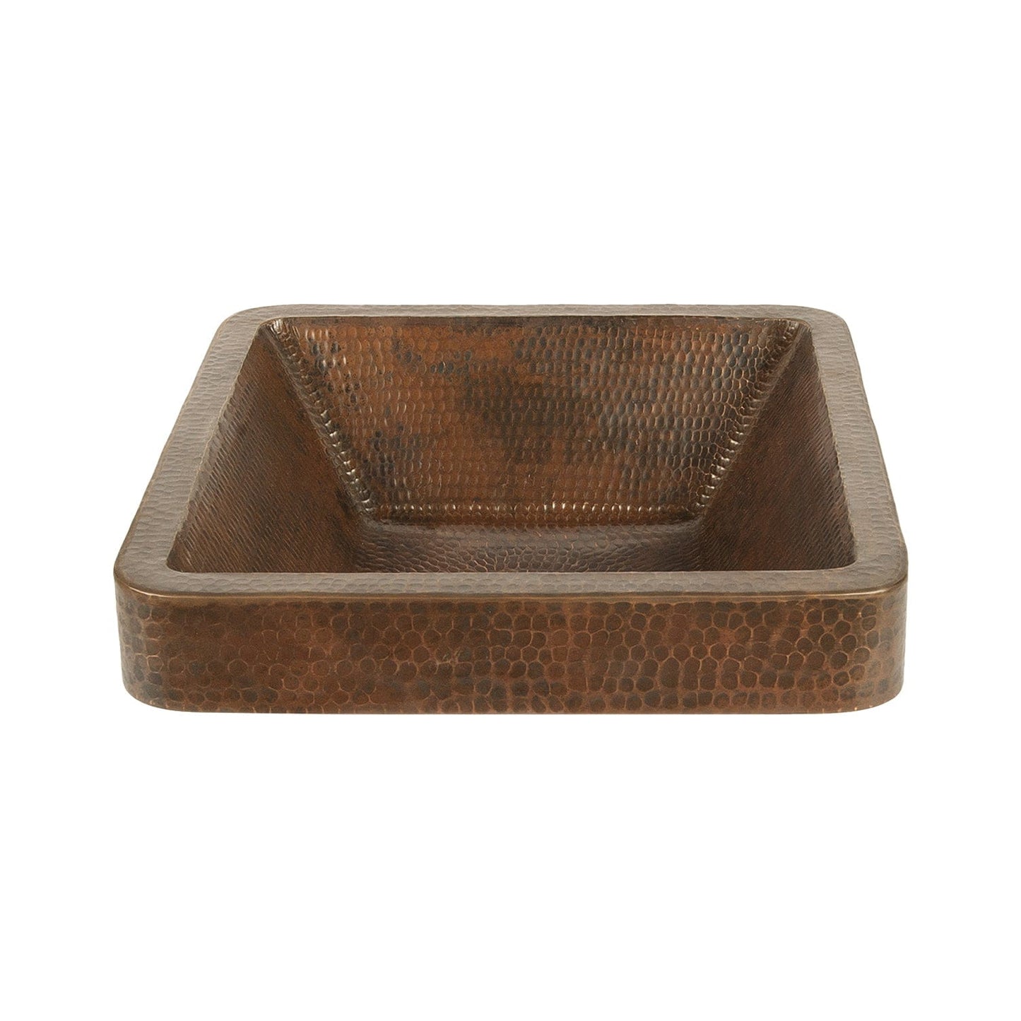15" Square Skirted Vessel Hammered Copper Sink alt 0