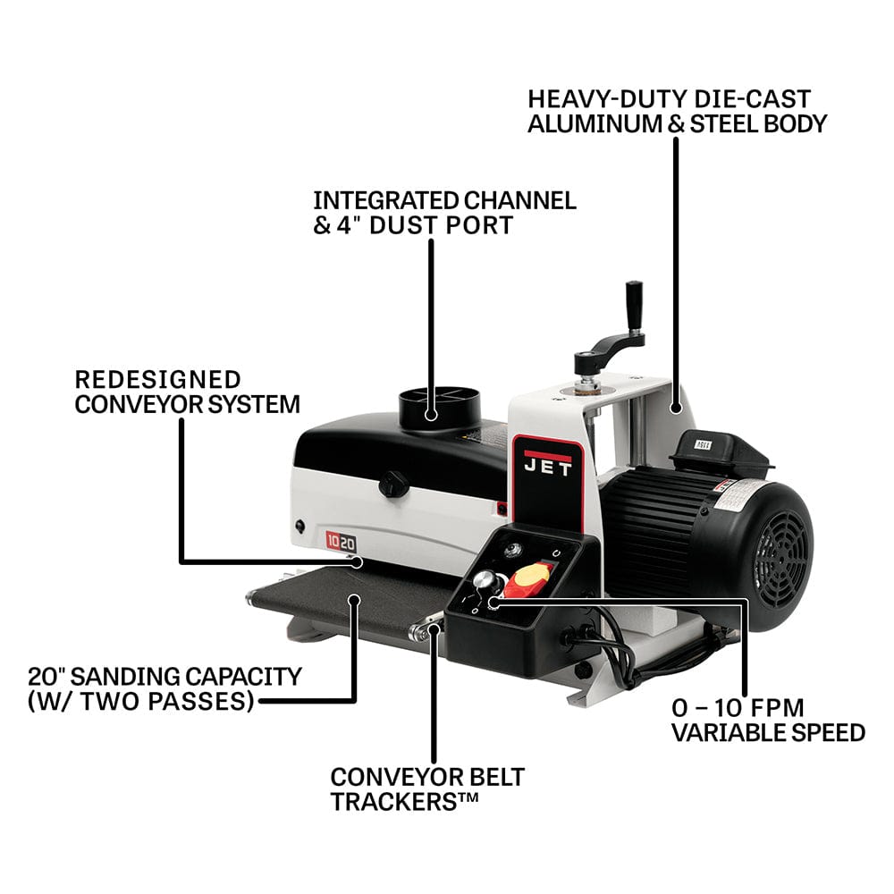 10" Benchtop Drum Sander - 1 HP 1 PH 115V - JWDS-1020