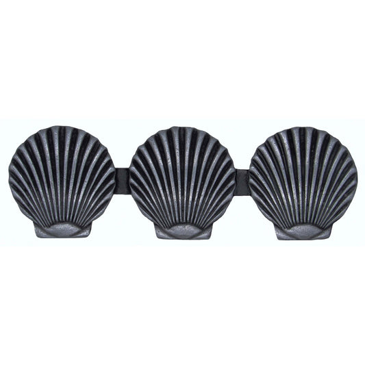 Triple Scallop Seashell Pull, Pewter Oxide alt 0
