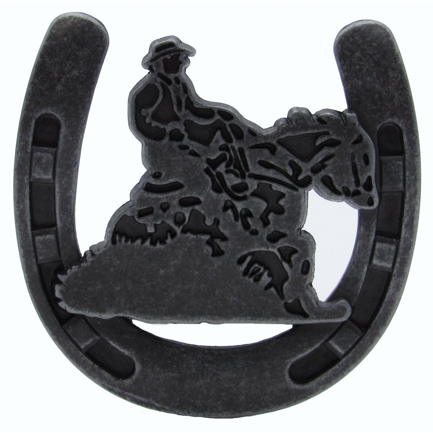 Riding Cowboy Horseshoe Knob, Pewter Oxide alt 0