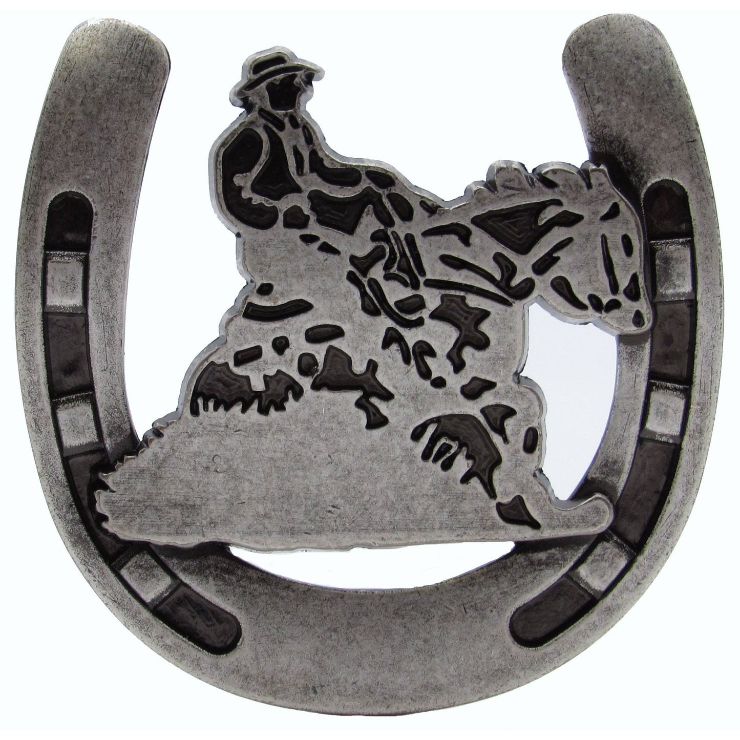 Riding Cowboy Horseshoe Knob, Old Silver alt 0