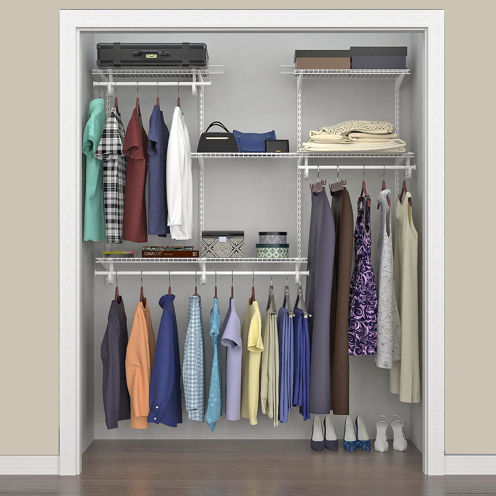 ShelfTrack Adjustable Closet Organizer 4' - 6' W, White alt 0