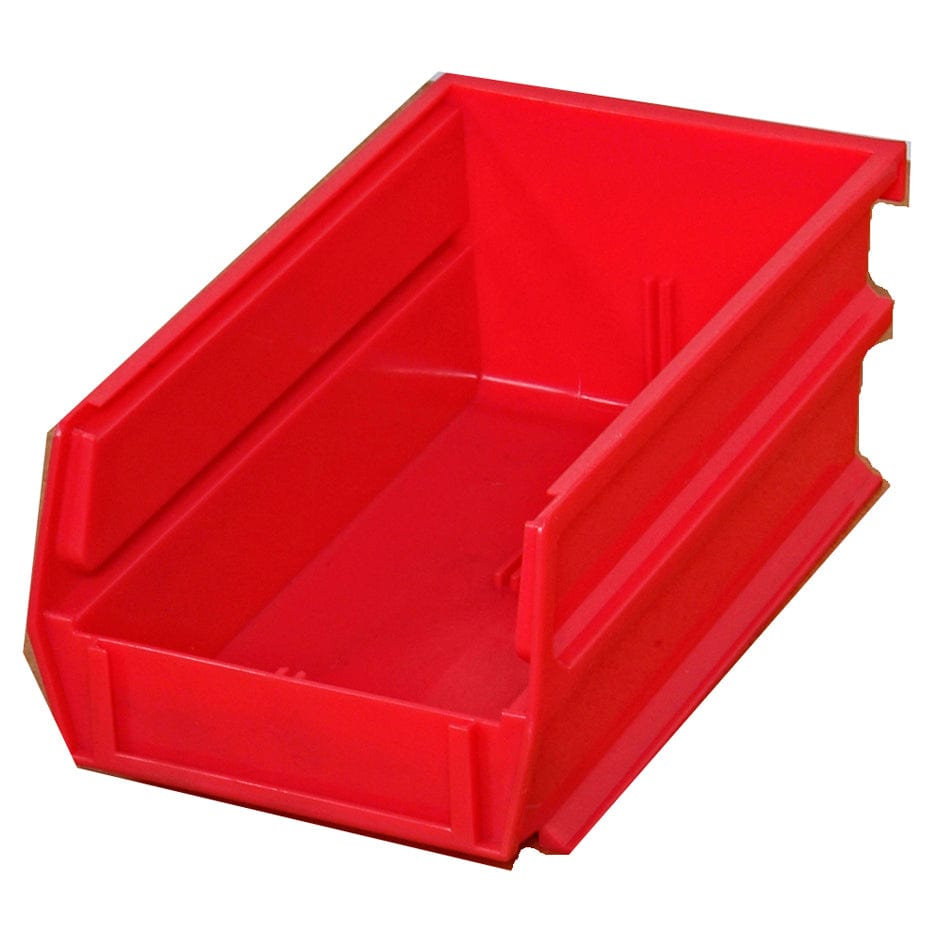 7-3/8" L x 4-1/8" W x 3" H Red Stacking, Hanging, Interlocking Polypropylene Bins, 6 CT alt 0