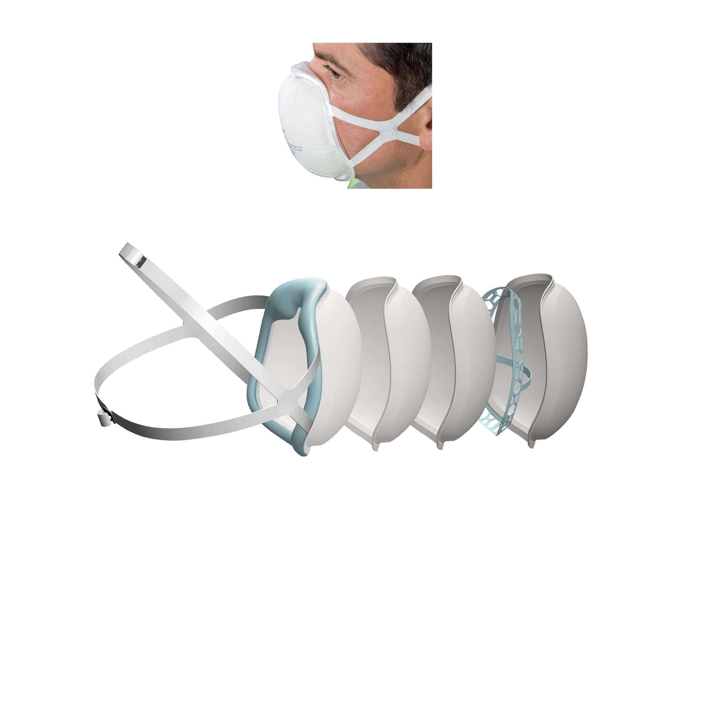 N95 3D+ Valved Mask with 360-Degree Silicone Seal - Large alt 0