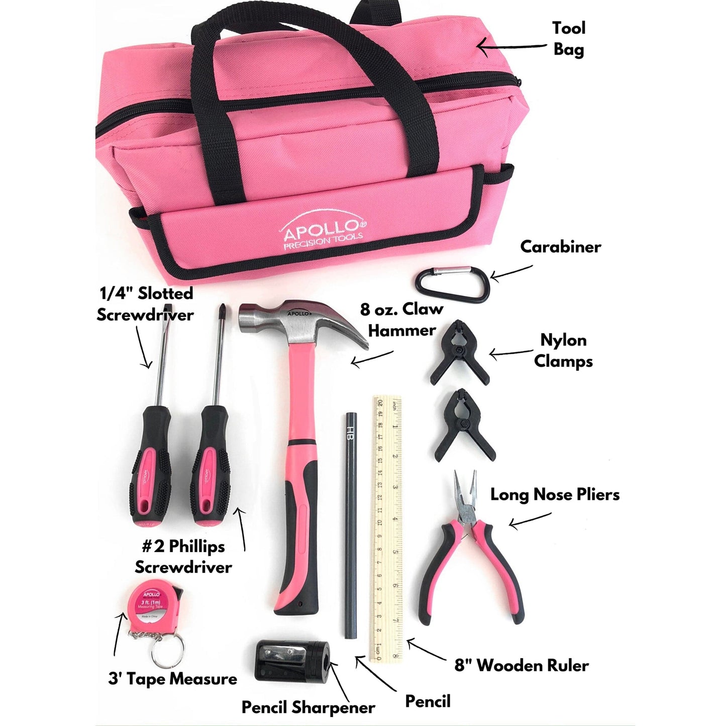 My First Tool Kit, 14 Piece - Pink alt 0