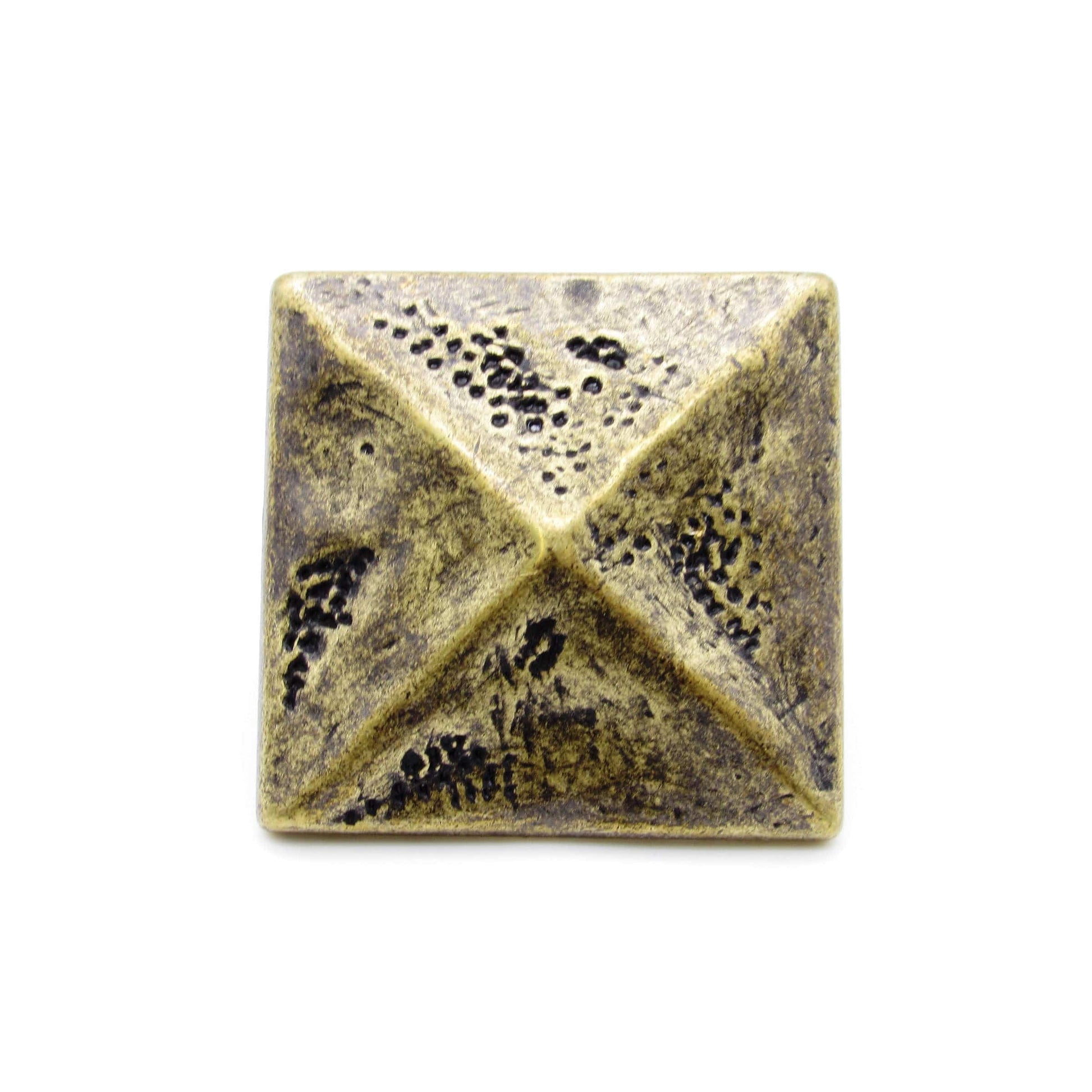 Square 1-3/8" Pyramid Clavo Decorative Nail, 4-Pack, Brass O alt 0