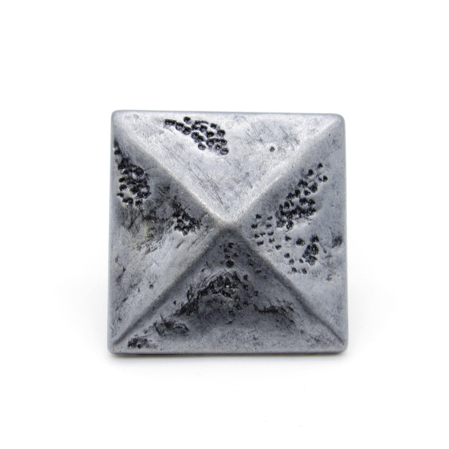 Square 1-3/8" Pyramid Clavo Decorative Nail, 4-Pack, Pewter alt 0