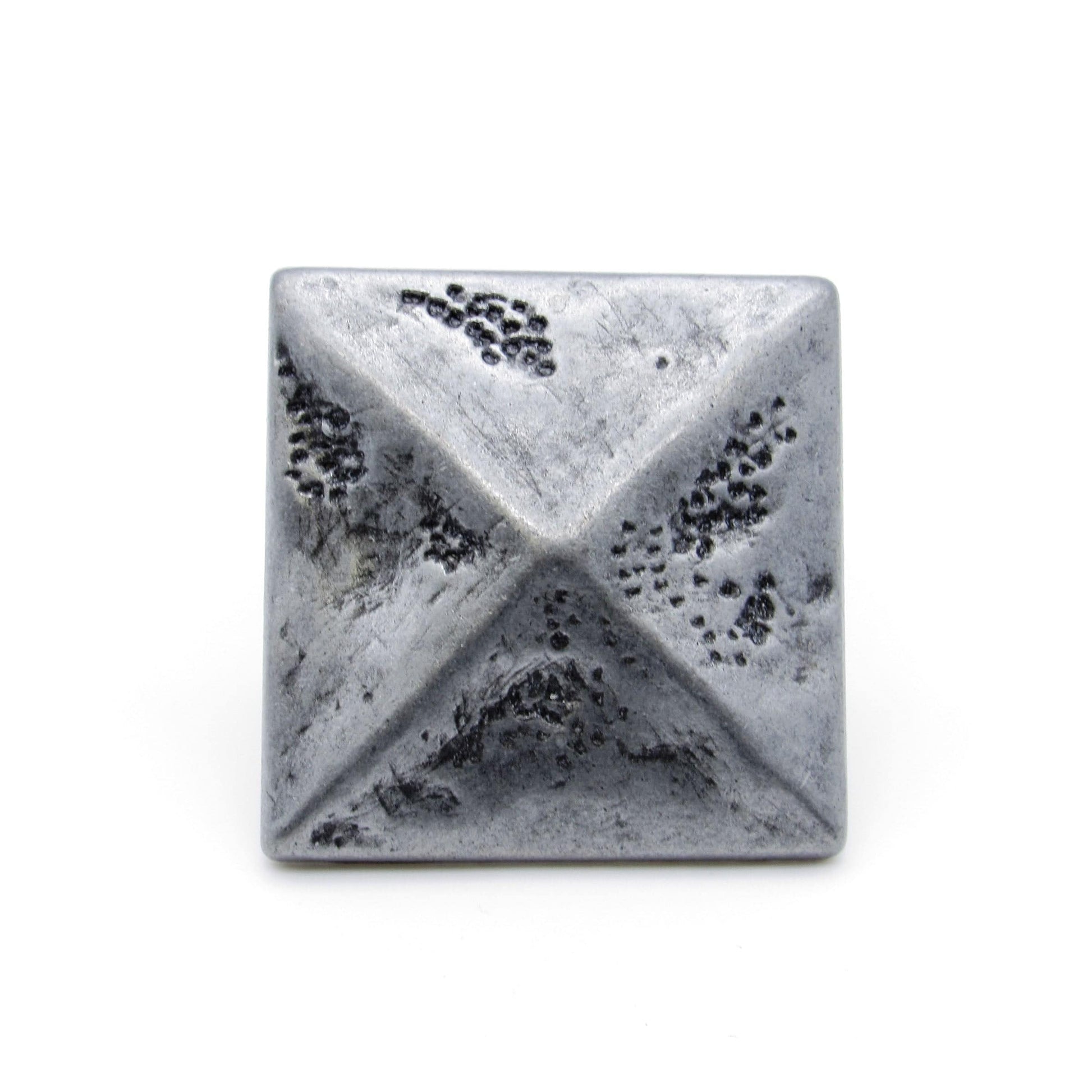 Square 1-3/8" Pyramid Clavo Decorative Nail, 8-Pack, Pewter alt 0