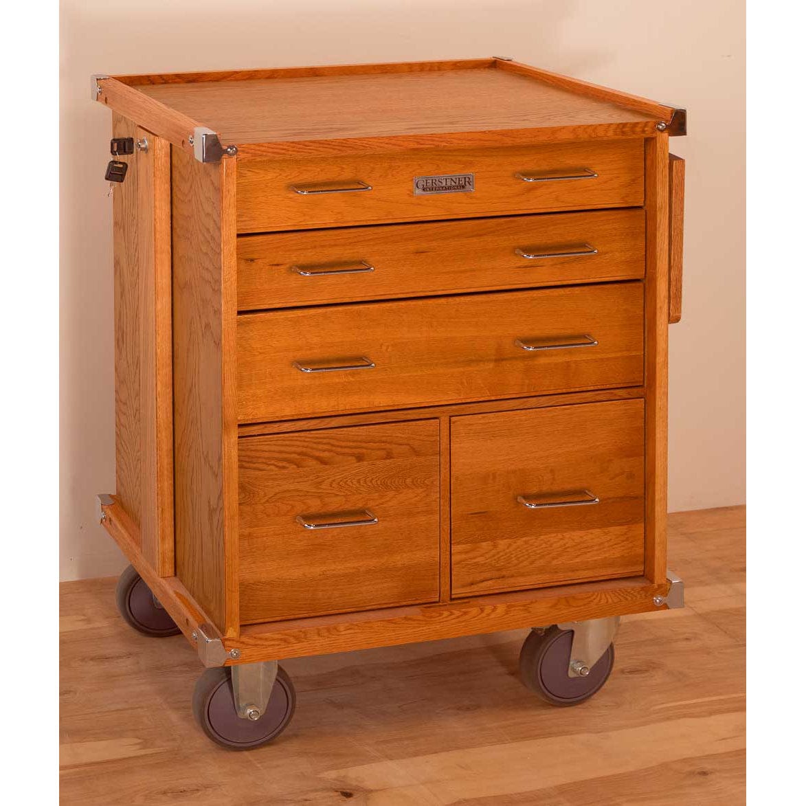 Oak - 5-Drawer Large Rolling Cabinet alt 0