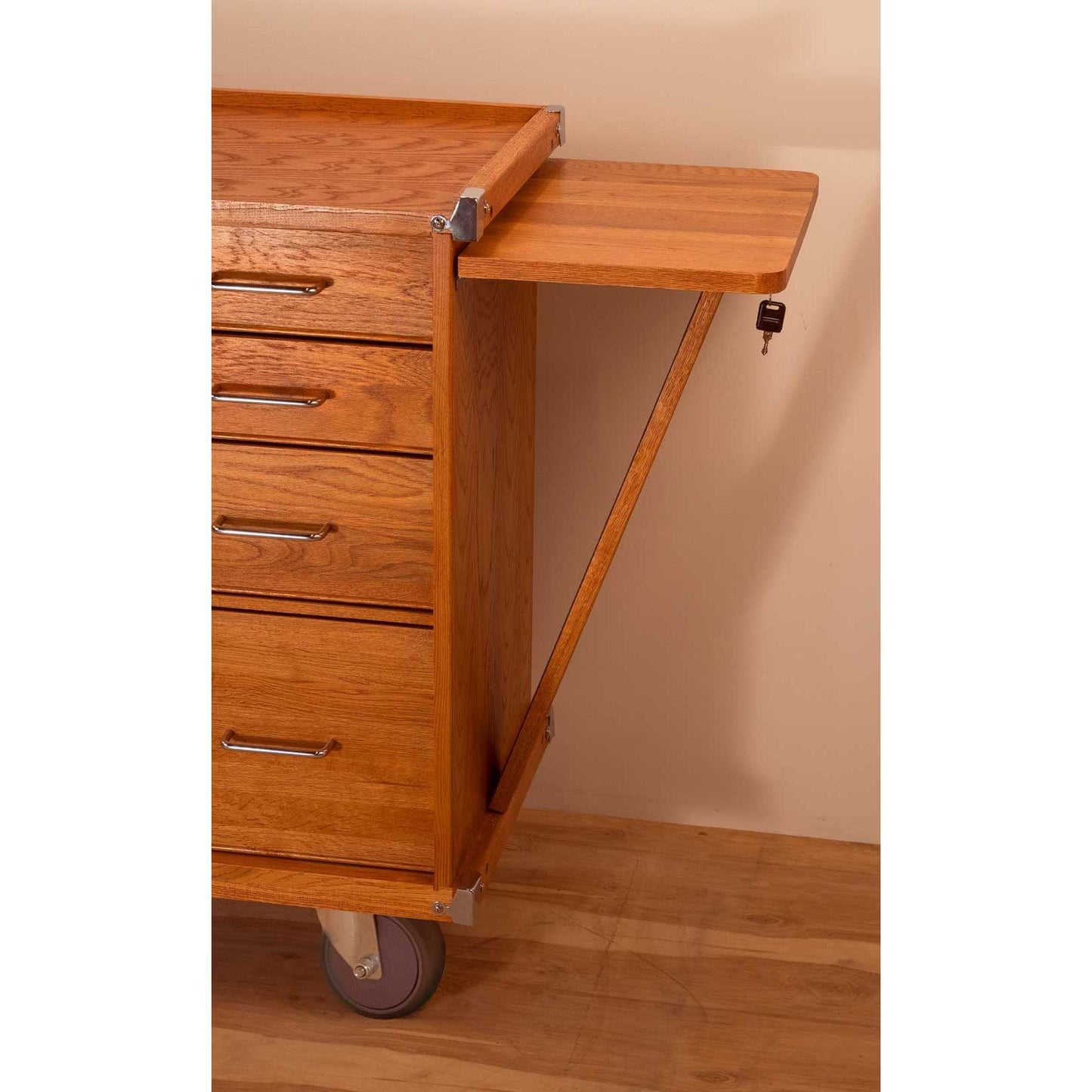 Oak - 5-Drawer Large Rolling Cabinet alt 0