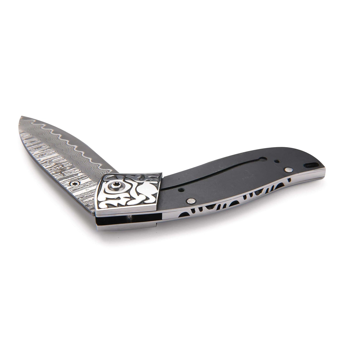 Fox 93 Pocketknife for Hunting and Fishing - 6" - Damascus - Unfinished Kit alt 0