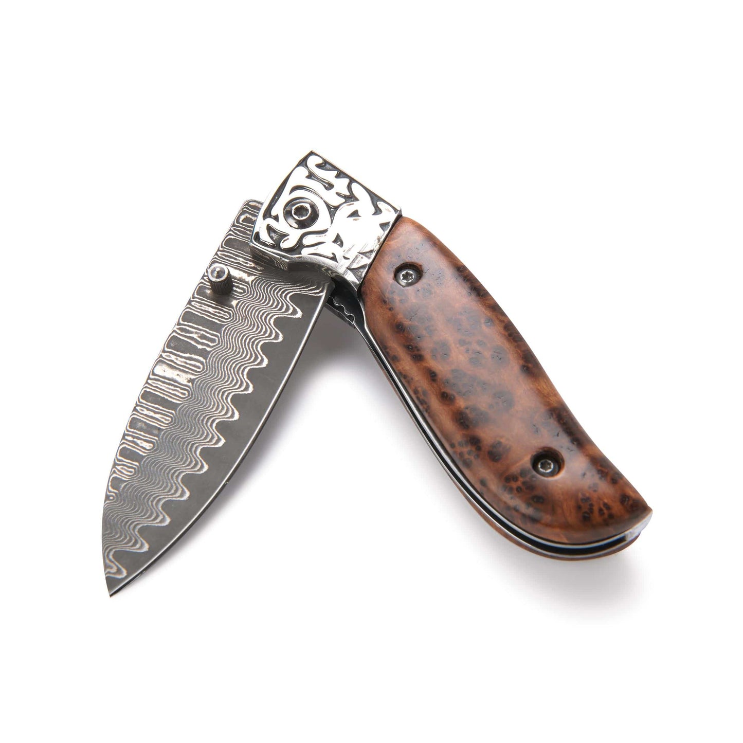 Fox 93 Pocketknife for Hunting and Fishing - 6" - Damascus - Unfinished Kit alt 0
