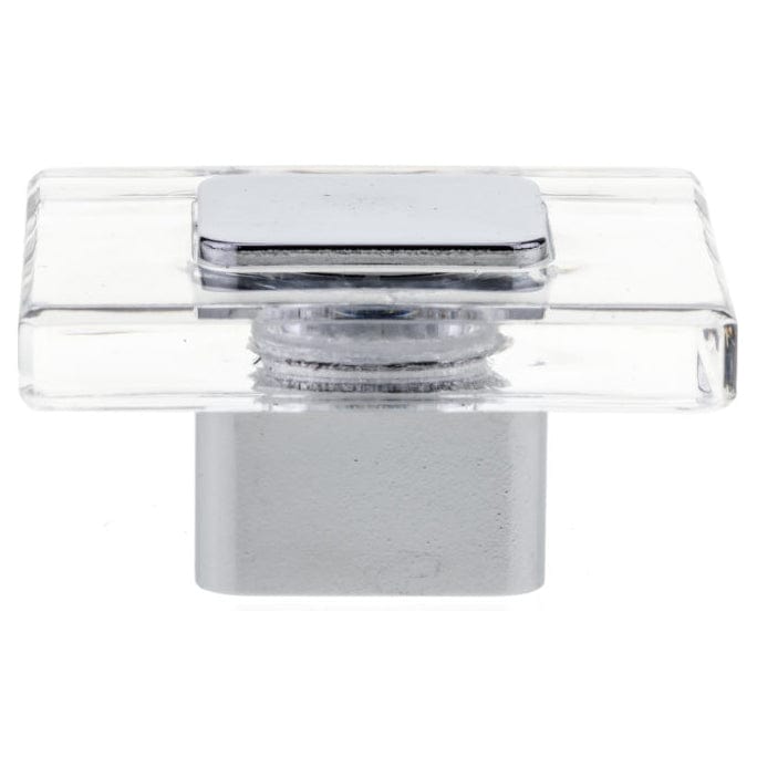 Contemporary Knob, 1-9/16" x 1-9/16", Chrome, Clear alt 0