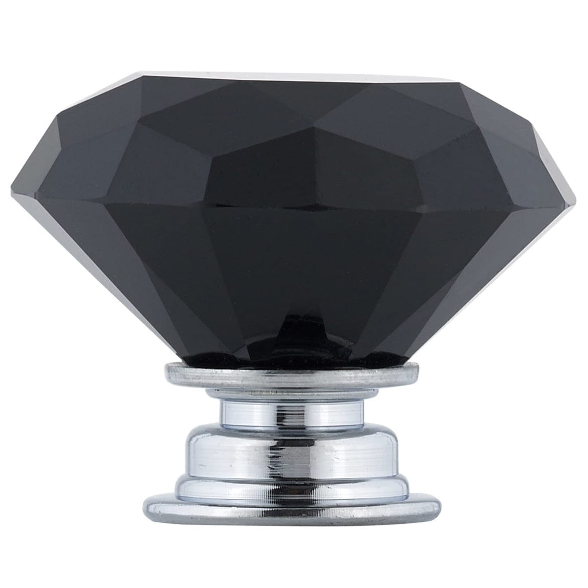 Contemporary Knob, 1-9/16" D, Chrome, Black alt 0