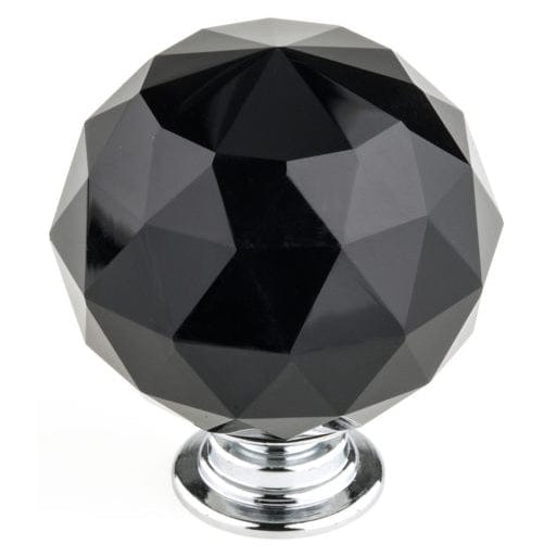 Contemporary Knob, 1-9/16" D, Chrome, Black alt 0