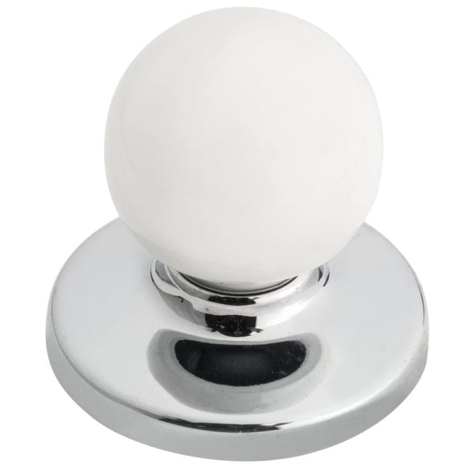Functional Knob, 1-1/4" D, Chrome, White alt 0