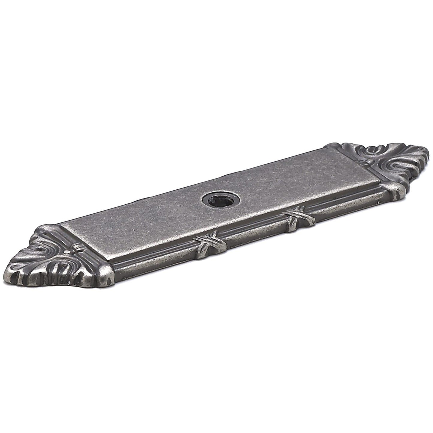 Traditional Backplate for Knob, 4-3/16" x 1-3/32", Pewter alt 0