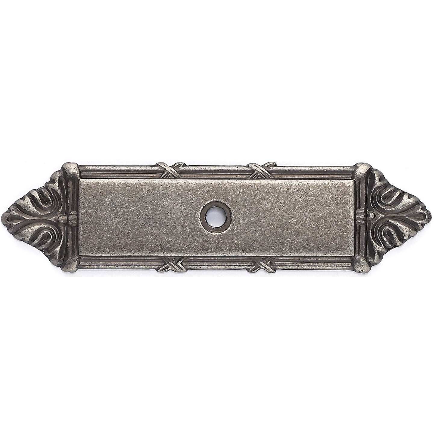 Traditional Backplate for Knob, 4-3/16" x 1-3/32", Pewter alt 0