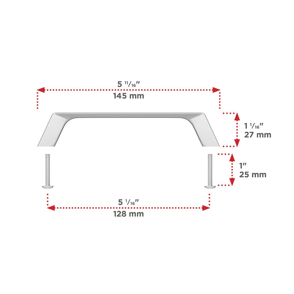 Contemporary Pull, 5-1/16" Center-to-Center, Chrome
