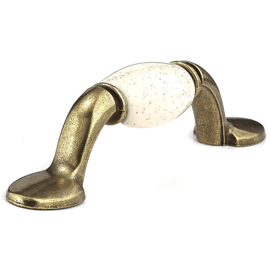 Traditional Pull, 3" Center-to-Center, Oatmeal, Burnished Brass alt 0