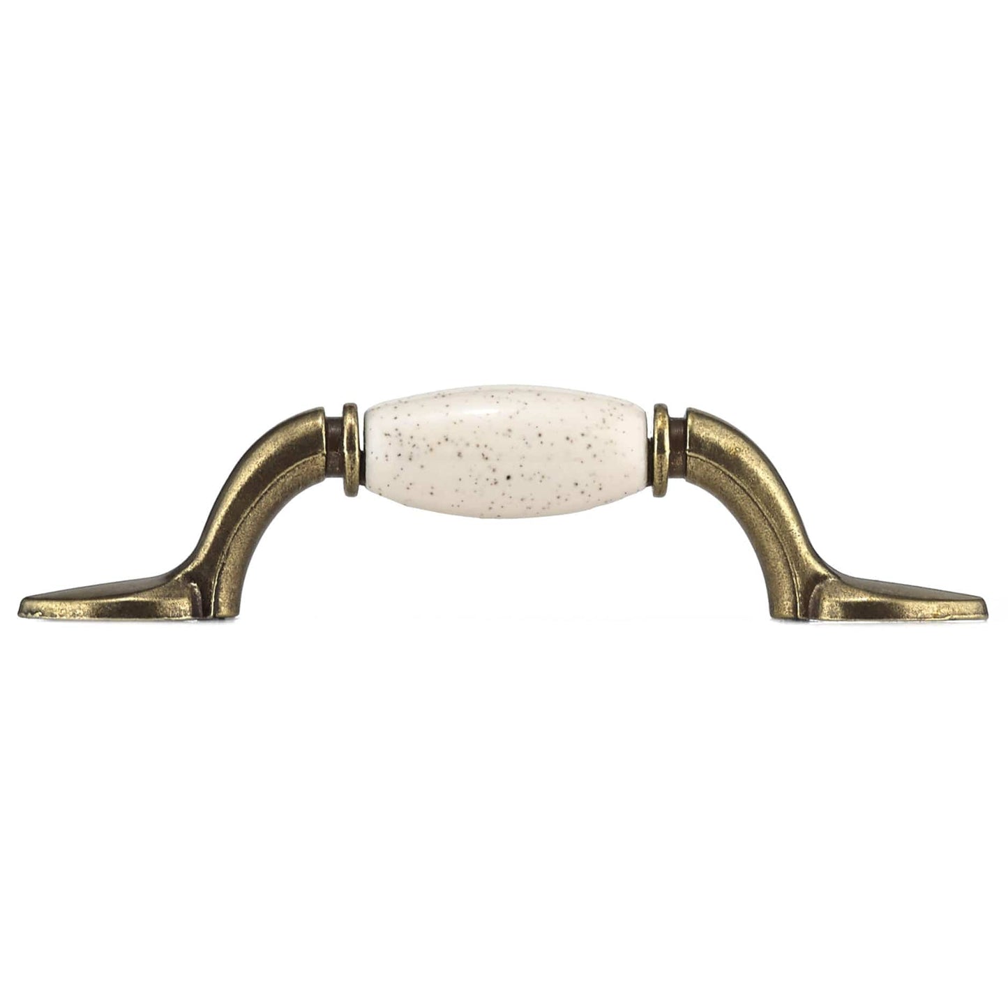 Traditional Pull, 3" Center-to-Center, Oatmeal, Burnished Brass alt 0