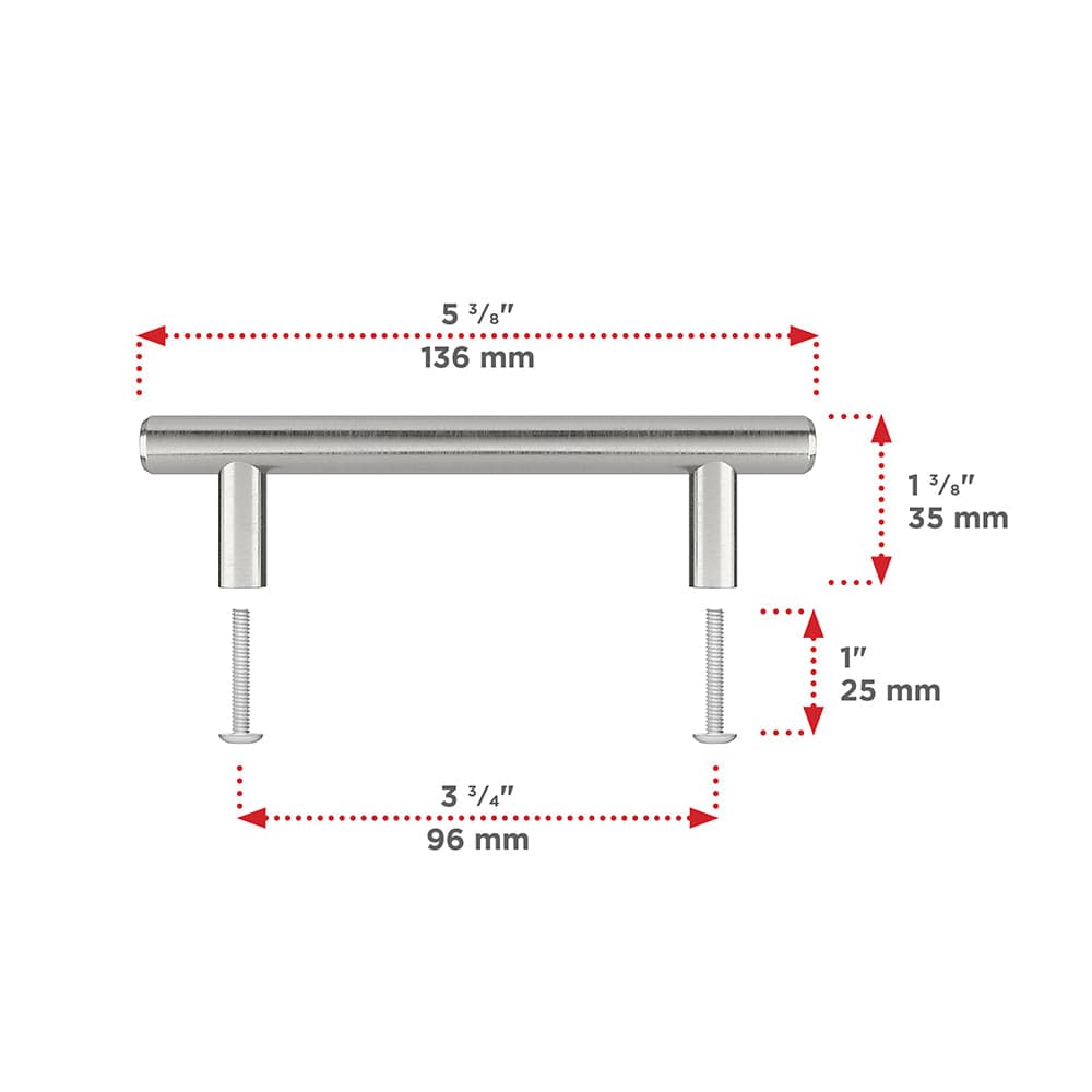 Contemporary Pull, 3-3/4" Center-to-Center, Brushed Nickel
