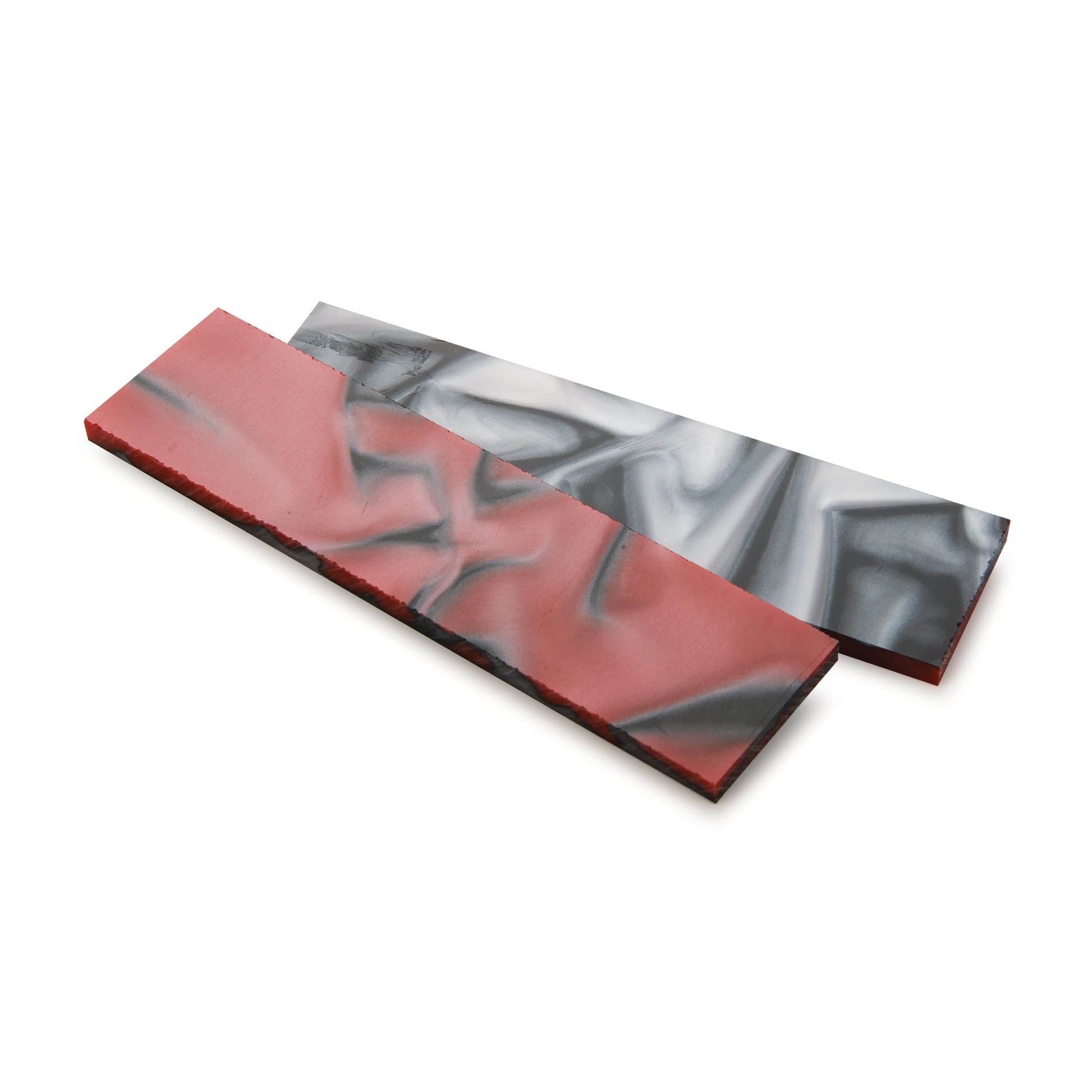 Acrylic Knife Scales - 15/64" x 1-1/2" x 6" - Black Red & Silver - Pair alt 0