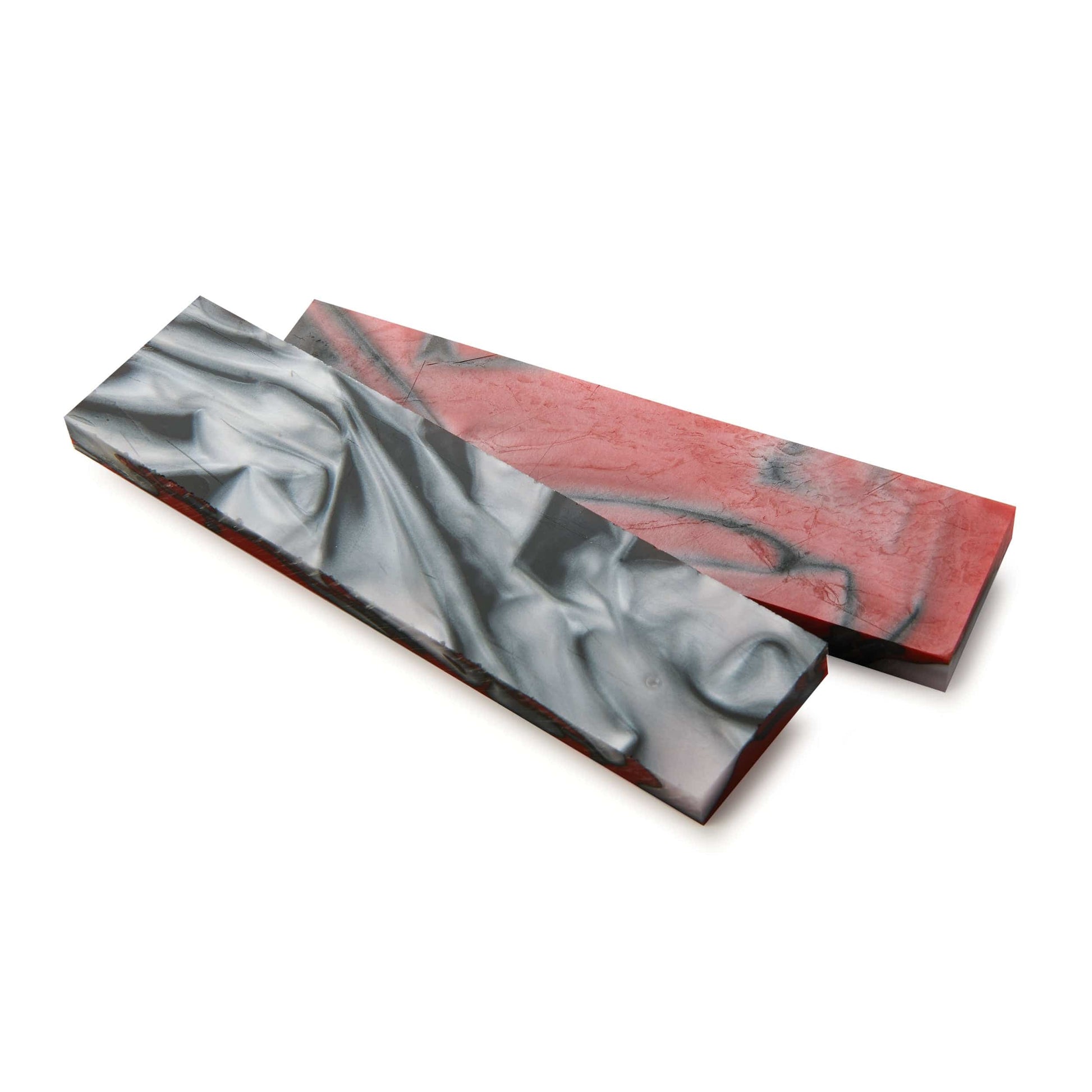 Acrylic Knife Scales - 3/8" x 1-1/2" x 6" - Black Red & Silver - Pair alt 0