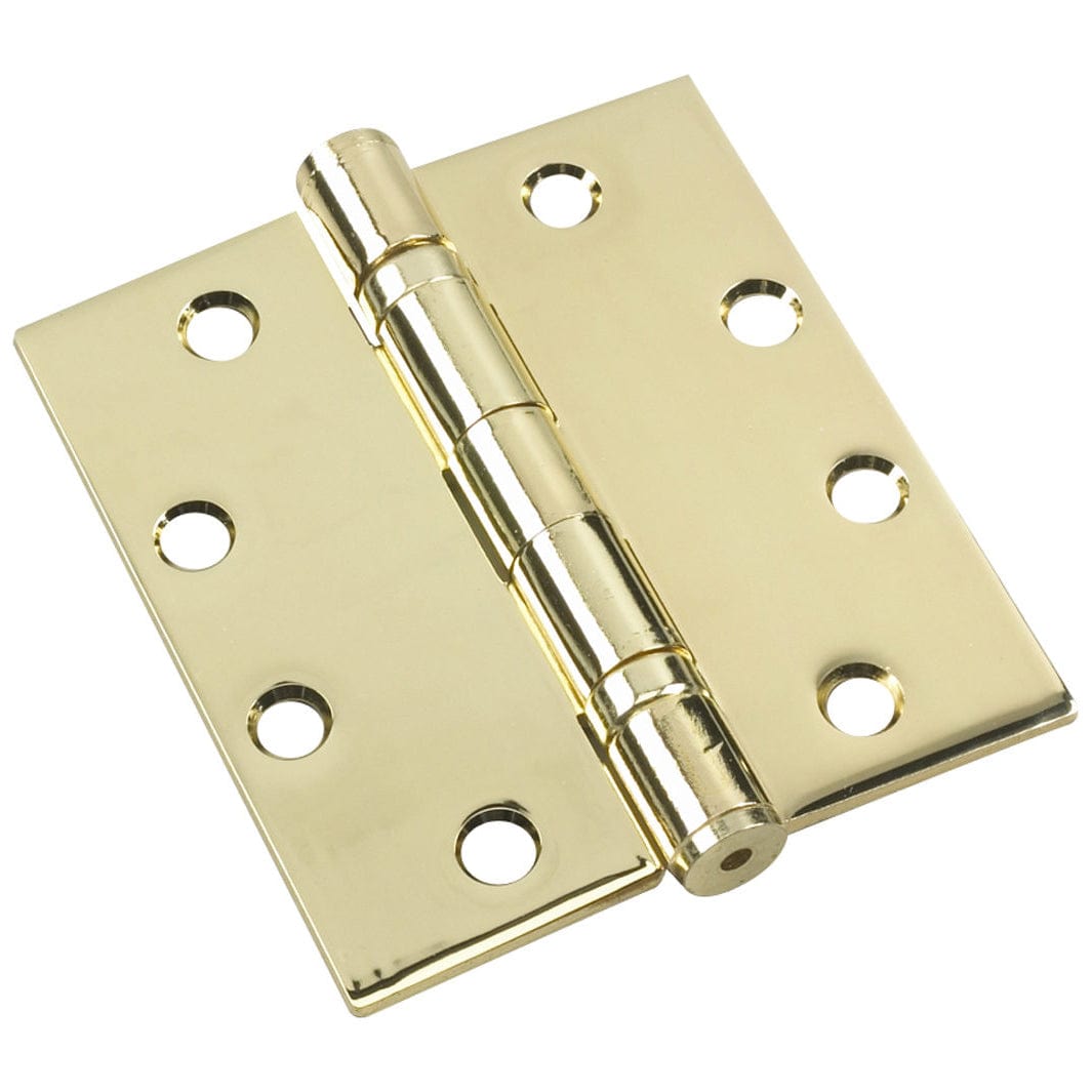 4" (102 mm) Full Mortise Ball Bearing Butt Hinge Polished Br alt 0