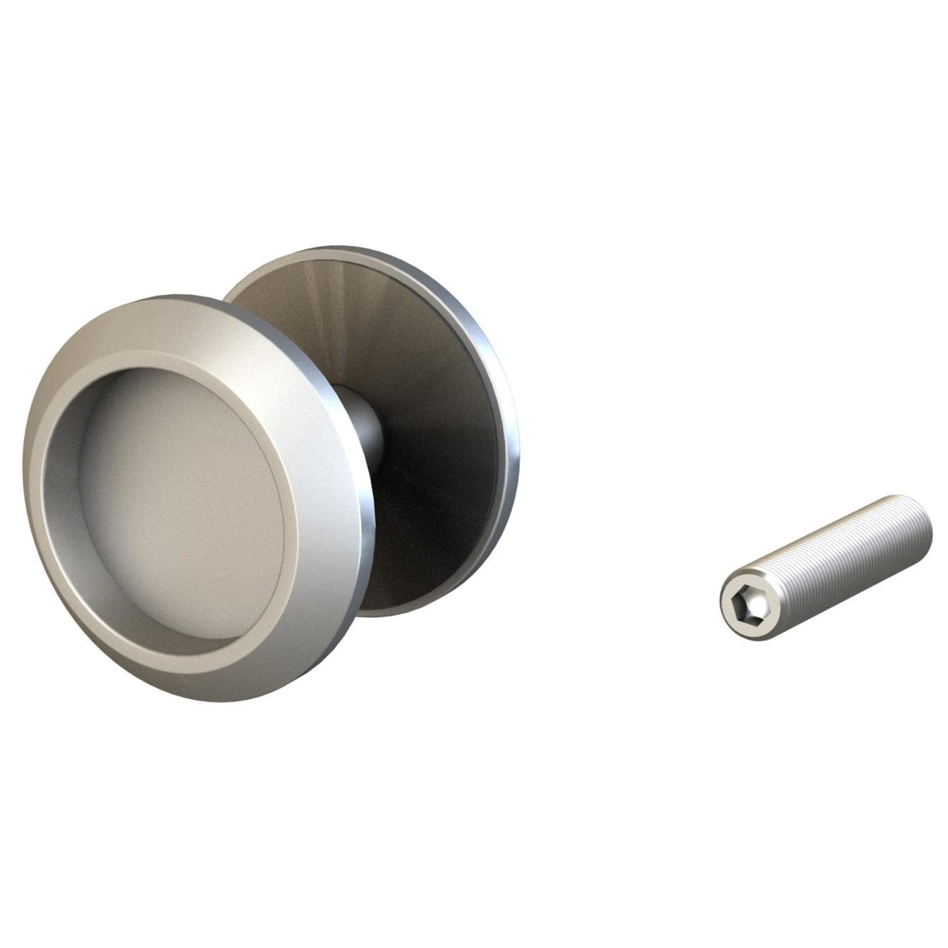 2-1/4" (57 mm) Round Surface-Mount Finger Pulls Satin Aluminum Passage alt 0