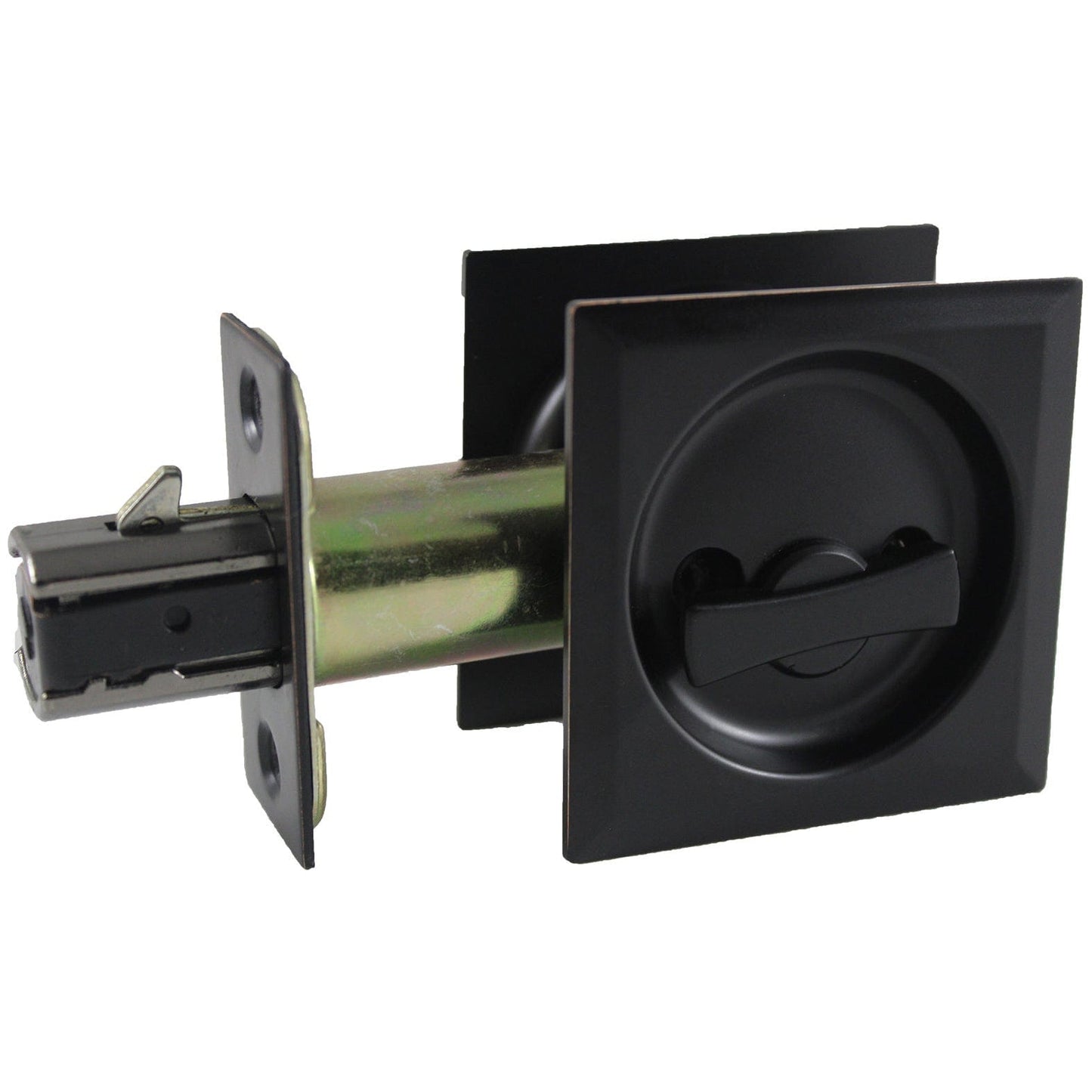 2-7/16" (62 mm) Pocket Door Pull Square Bright Brass Passage alt 0